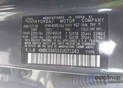 2018 Hyundai Kona Limited from USA, damaged, VIN KM8K33A53JU071243